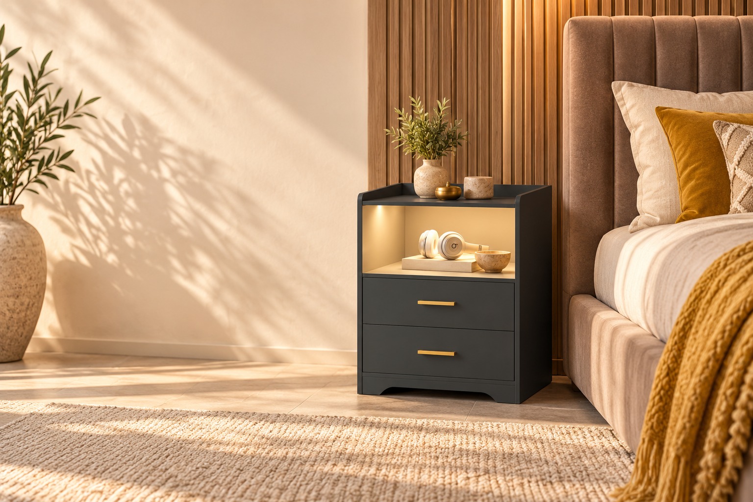 Lunova Table de Chevet LED : super offre à 549 DH, livraison et montage inclus
